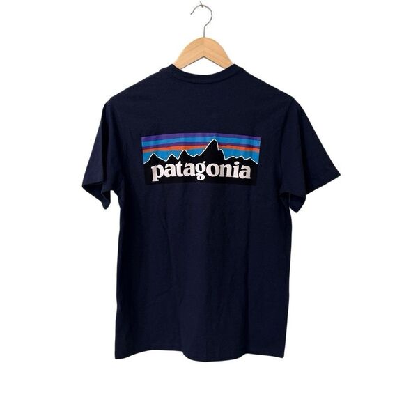 Patagonia Other - Patagonia Navy Blue T Shirt Adult XS Hiking Mountain Logo Nature Colorful